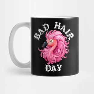 Pink Flamingo - Bad Hair Day (White Lettering) Mug